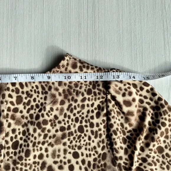 A NEW DAY V Neck Mini Dress XS Leopard Short‎ Sleeve Ruffle Hem Slip On Casual - Picture 6 of 11